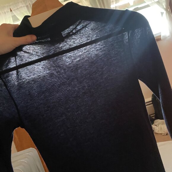 TOAST Black Wool Tencel High Mock Neck Long Sleeve Tee Lightweight Women's Small - Picture 10 of 10